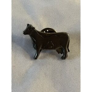 Metal Lapel Hat Pin Danforth Pewter Holstein Cow Maiden Vermont Vintage 80s